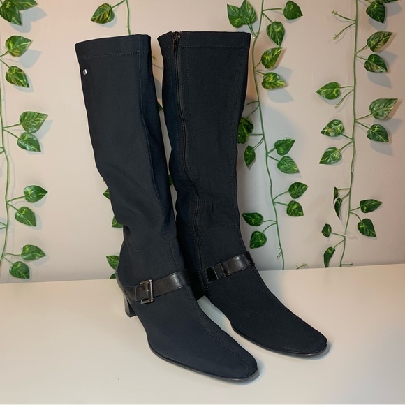 Ara Heeled Boots Size 7.5 Black Zip Up Knee High Gore-Tex Waterproof Luftpolster - Picture 2 of 10